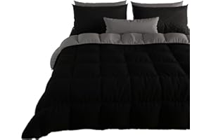 PETTI Artigiani Italiani - Trapunta Matrimoniale Invernale, Piumone Matrimoniale, Tinta Unita Double Face Nero 100% Made in Italy