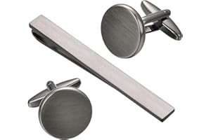 Asienice Black Brushed Tie Clip Western Cufflinks for Men set Necktie Tie Bar Clips Cuff links Western Mens Shirts Accessories