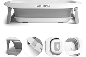 Twistshake Baignoire Bébé 0m+ Pliable et Antidérapante – Design Ergonomique et Sûr – Bassine Portable pour Nouveau-Né – Bain Douche Compact Tout-Petit – Capacité 30L