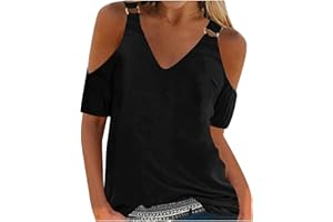 AMHOMELY Cold Shoulder Tops for Women Casual Summer Shirts Sexy Open Back Short Sleeve Tops Gradient Printed T Shirt Casual Loose Backless Tee Blouses Summer Dressy Casual Flowy Shirts Tunic Tops