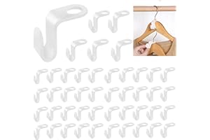 YOOSSO 60 Pcs Hanger Hooks, Space Saving Hangers Multi-layer Stackable Hangers Space Savers Hooks Hanger Extender Clips Cascading Clothes Hooks for Wardrobe Clothes Organiser White