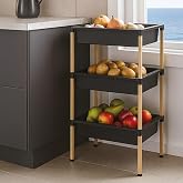 Coverest 3 Katlı &Ccedil;ok Ama&ccedil;lı Organizer Sepet, 75x44x29 cm | Masif &Ccedil;am Ağacı, Aletsiz Montaj, Dayanıklı Plastik Sepet, Mutfak &amp;