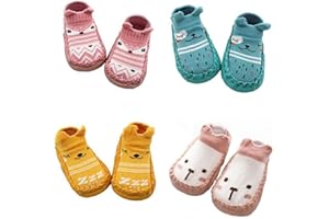 XM-Amigo - 4 Pares de Zapatos Antideslizantes para bebés y niñas