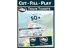 Cut-Fill-Play Train Tickets: Blank train tickets, premium coloured train tickets for kids, train tickets for your child's own railway, contains 50+ train tickets