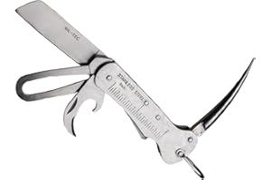 Hesago Segelmesser aus Edelstahl – Bootsmesser für Skipper – 7 cm lange gezackte Klinge aus 420er Stahl, Marlspieker, Dosenöffner, Sicherheitsring