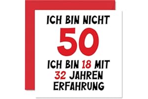 STUFF4 50. Geburtstagskarte Lustig für Männer Frauen Ihn Sie - Ich Bin 18 und 32 Jahre Erfahrung - Lustiger Fünfzig Fünfzigste Alles Gute Zum Karte Geburtstag, 145mm Scherzen Glückwunschkarten