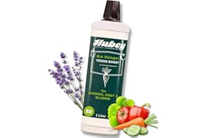 HUBEY Vinasse Bio Flüssigdünger - Tomatendünger flüssig - Organischer Gemüsedünger - Dünger für Tomaten, Gurken, Paprika, Gemüse - Veggie Boost 1 Liter