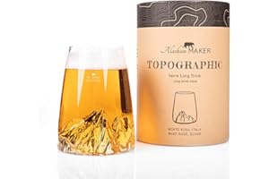 Alaskan MAKER Verre long 450ml - Verre Cristallin de qualité supérieure soufflés artisanalement avec les montagnes en relief | Cocktail, bière ou soft TOPOGRAPHIC (Monte Rosa)