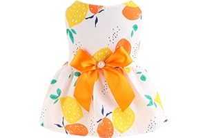 Luojuny Christmas Holiday Dog Dress, Valentine's Day Dog Skirts Bowknot, Vibrant Color Dog Princess Cosplay Costume, Mommy Puppy Shirt Skirt Doggie Dresses Pet Clothes Apparel for Dogs & Cats Orange L
