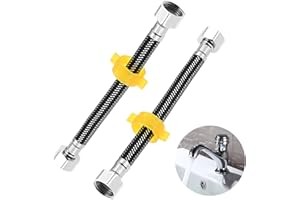 DRELD 2 Stück Flex Schlauch Armatur, Edelstahl Anschlussschlauch G1/2" x G1/2", Panzerschlauch Wasserhahn, Dusche Umflechtung Flexschlauch für Wasserhahn Mischbatterie (20CM)