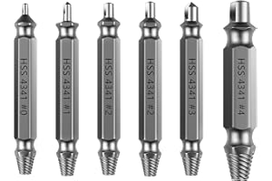Nuovoware Extracteur de vis endommagées, 6 PCS Extraction facile des vis, écrous, boulons et mèches, Kit extracteur de vis HSS 4341, idéal pour le bricolage et les réparations à domicile, Gris foncé