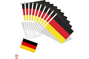 KVGBNT Deutschland Flagge, Klein Deutschland Flagge Für Em 2024 Deko,20 Stück Deutsche Mini Handgehaltene Flaggen Mit Weißem Pole Für Deutschland Fanartikel-Wm Euro Olympische-Party Bar Hausgarten Deko