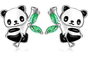 LINSTER Boucles d'oreilles panda en argent sterling 925 pour filles Boucles d'oreilles panda mignonnes hypoallergéniques Cadeaux d'anniversaire pour filles adolescentes