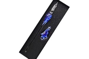 SIPLIV kit penna penna stilografica intarsio fatto a mano in vetro cristallo intarsiato calligrafia vintage con portapenne per regalo di natale di compleanno, blu scuro