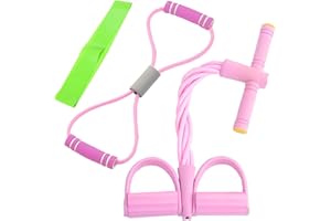 ZYEKIU 3 Pezzi Fitness Corda Eelastica per Pedali con Figura 8 Estrattori e Fasce Fitness Crunches Pull Rope a 6 Tubi Sit Up Pull Rope Pedale Fascia di Resistenza per Addome Vita Stretching