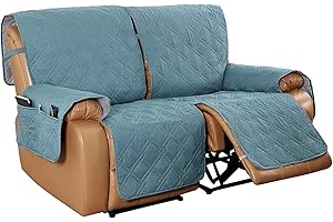 EURHOWING Funda para silla reclinable de 2 asientos,funda para sofá reclinable de dos plazas,funda antideslizante una pieza,funda para sofá reclinable con correas elásticas,protector muebles lavable (gris azul)