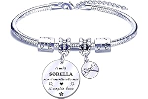 POIUYTRE Regali Natale Sorella Regalo Bracciale Sorella Braccialetto Sorella Donna Regalo per Sorella Regali Bracciali Sorelle Gioielli Famiglia Regalo Sorella Compleanno Regalo di Laurea