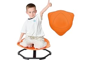 DEXQUR Autism Swivel Chair for Kids, Spinning Shield Sensory Toys Chair for Training Body Coordination & Balance Physical Therapy, Sit and Spin for Autistic Kids (Orange)