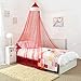 Princess Bed Canopy – Attractive Red and White Childrens Bed Canopy - Quick and Easy To Hang Girls Bedroom Accessories - Perfect Gift for Girls, Daughters and Granddaughters