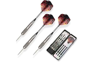 OLADWOLF 3 Pack Steel Darts Set Tungsten 26 Grams with Aluminum Shafts and 3 Style Flights + 1 Case, Professional Metal Dart Tip Set (26g)