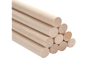 FACATH Lot de 10 chevilles rondes en bois de 1.27x30.5 cm pour travaux manuels, macramé, travaux manuels, support de gâteaux à étages et baguettes de ruban de mariage