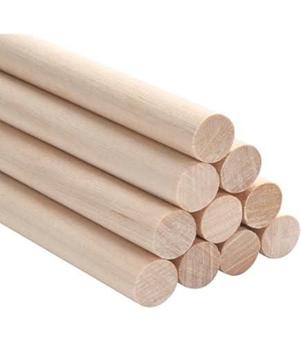 Barra Redonda Madera Manualidades Bricolaje Pack 10 Varillas De Madera De Haya Lisas Para Manualidades | 100 Cm X 14 Mm, Pack De 10 Unidades Varillas