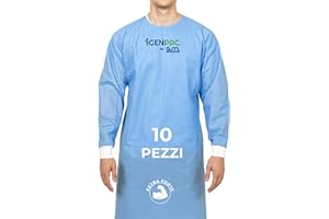 G.M. DISTRIBUZIONE GM 10 Camici Taglia M in TNT 40 g/m² - Camici Monouso Idrorepellenti e Antistatici, Con Polsini in Tessuto Elastico, Adatti per Ospedali, Laboratorio, Ambulatorio, Cliniche e Case di Riposo