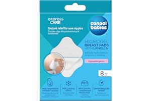Canpol Babies Beruhigende Hydrogel-Einlagen auf der Brust mit Lanolin 8Stück, Sanfte kühlende Wirkung, Unterstützung der Regeneration der Haut von gereizten Brüsten, Dermatologisch getestet.