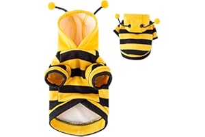 OXFUZZ Disfraces de Abeja para Perro, Sudaderas con Capucha para Halloween, Disfraz de Abeja para Mascotas, Ropa para Gatos y Perros, Ropa de Disfraz para Mascotas, para Perros pequeños y Gatos