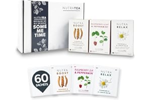 NUTRA TEA NutraTea - The Relaxing Gift Box - Herbal Teas Perfect For Relaxing - Tea Gift Box For Birthday, Get Well Soon, Thank You & Christmas - Herbal Tea Gift Set - 60 Tea Bags | 3 Flavours