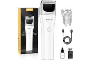 Hair Clippers Men, Kibiy Beard Trimmer for Men Hair Trimmer, Clippers for Men Haircut with Ceramic Blade, Adjustable Limit Comb, Mens Grooming Kits Type-C Charging Haircutting (White Hair Clippers)