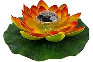 Yeehliny Solar-Licht Lotusblüte - Künstliche Schwimmende Lotusblumen für Pool und Teich Dekoration - Laterne mit Orange Blüte (1PC)