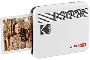 KODAK Mini 3 Retro 4PASS Imprimante Photo Portable (7,6x7,6cm) - Blanc