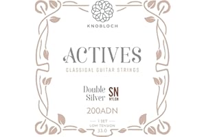 KNOBLOCH STRINGS - Cuerdas de Guitarra Española | 200ADN Actives Double Silver | Tensión Media-Baja 33.0 | Bajos Brillantes y Agudos Matizados | Equilibrio Resonante | Juego cuerdas Flamenca y Clásica