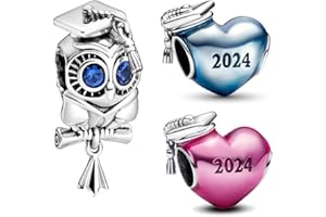 PHCLASY 2024 Graduación Charms Abalorios Colgante Cuentas Plata Ley 925 Compatible Europeo Pulsera Collar,Graduación Abalorios para mujer