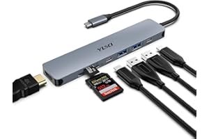 YLSCI Hub USB C, 7 en 1 Hub USB C, 4K HDMI, SD/TF Lector, USB 3.0, USB-C, 100W PD Adecuado para teléfonos Inteligentes, computadoras portátiles y más Dispositivos Tipo C