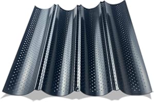 BLUVAST Moule Baguettes Pain, 4 Créneaux Moule Baguette Four, Moule a Baguette, Moules à Pain, Acier Carbone Baguettes Moulle à Baguette, Poreux Convient pour la Cuisson du Pain Français et des Gressins