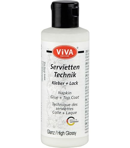Viva Decor Serviettentechnik Kleber und Lack (Seidenmatt, Transparent, 82 ml) Serviettenkleber transparent, Decoupage Kleber für Serviettentechnik
