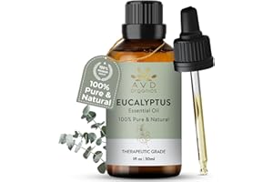 AVD Organics Eucalyptus Essential Oil 30ml- 100% Pure and Natural - Premium Therapeutic Grade Essential Oil for Aromatherapy Bath, Steamroom, Hair - 1 fl. Oz