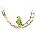 KSK 12-Step Bird Ladder Swing, 28.5 Inch Wooden Cage Toy for Cockatiel, Conure, Parakeet, Lovebirds, Finches - Decorative Chewing & Training Toy