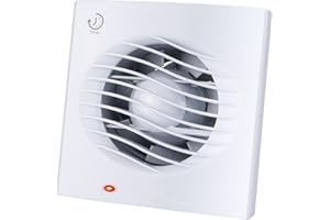 Anesty 4” Bathroom Extractor Fan with Timer, 12W 130m³/h Silent Exhaust Fan 100mm with Check Valve - Bathroom Kitchen Toilet Window/Wall Mounting