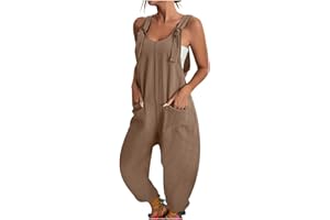 ALLENCE 2023 Mode Salopette Femme Combinaison DéContractéE Femme Sans Manches Salopette Femme Grande Taille Avec Grande Poche Salopette à Bretelles Pour Femme