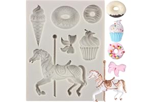MYPRACS Molde de silicona para fondant de carrusel con diseño de caballo Merry Go Round para helado, donas de chocolate, caramelos, decoración de pasteles, cupcakes, caramelos, chocolate, pasta de