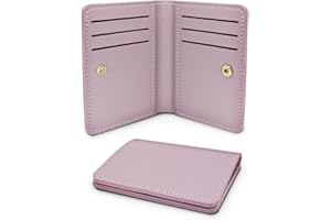 AfitLulu Ladies Purse Ultra-Thin Credit Card Holder Wallet Solid Color Women Wallets Womens Purse Simple Small Purses with Snap for 8 Credit Card Slots and 1 Banknote Slot (Purple)