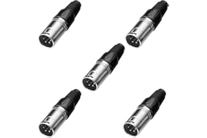 SIENOC 5x Connecteur mâle XLR 4 broches - Noir Boîtier métallique-Argent Contacts(5 mâle)