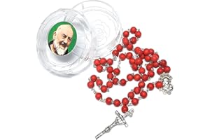 Articoli religiosi, rosario 6mm legno alle rose con scatolina San Pio, Dell'Arte