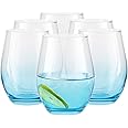 TREND FOR HOME Coloured Water Glasses 580 ml Set of 6 Coloured Glasses Drinking Highball Tumblers Glass Set Drinking Glasses Big Glass Tumbler | Blue | Phoebe Secret Pastels