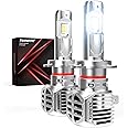 TUINCYN H7 LED Headlight Bulbs, 120W 24,000LM 600% Brightness 6000K Xenon White Wireless H7 High Beam Low Beam Conversion Kit, Mini Size Plug and Play Halogen Replacement, IP65 Waterproof, Pack of 2