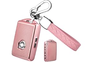 HIBEYO Funda para Llave de Coche Volvo, de Carbono de Poliuretano termoplástico, para Volvo XC60 XC90 S90 V90 S60L XC40 2020, Botones Laterales Inteligentes, Color Rosa