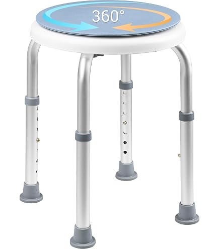 YUENFONG Tabouret De Douche Pivotant 360° Aluminium Charge 136kg - Réglable Pour Seniors Et Femmes Enceintes